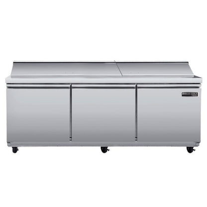 Maxx Cold V-Series 3 Door Refrigerated Sandwich and Salad Prep Station, in Stainless Steel - MVR72SHC