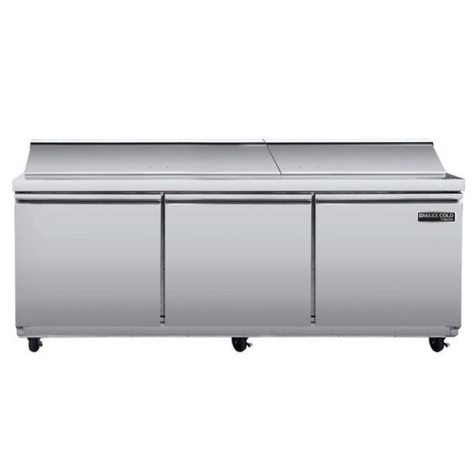 Maxx Cold V-Series 3 Door Refrigerated Sandwich and Salad Prep Station, in Stainless Steel - MVR72SHC