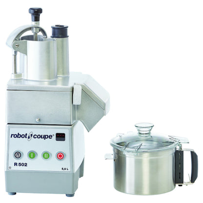 Robot Coupe R502 Combination Continuous Feed Food Processor with 5.5 Qt. Stainless Steel Bowl - RCR502