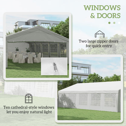 Outsunny 20' x 32' Heavy Duty Party Tent with Removable Sidewalls & Double Doors, White - 100110-047W