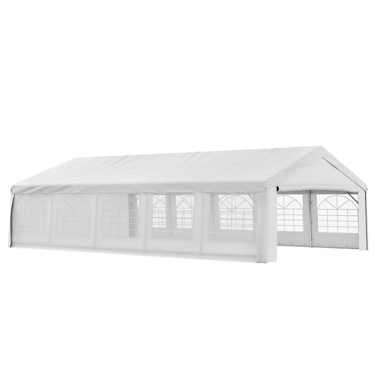 Outsunny 20' x 32' Heavy Duty Party Tent with Removable Sidewalls & Double Doors, White - 100110-047W