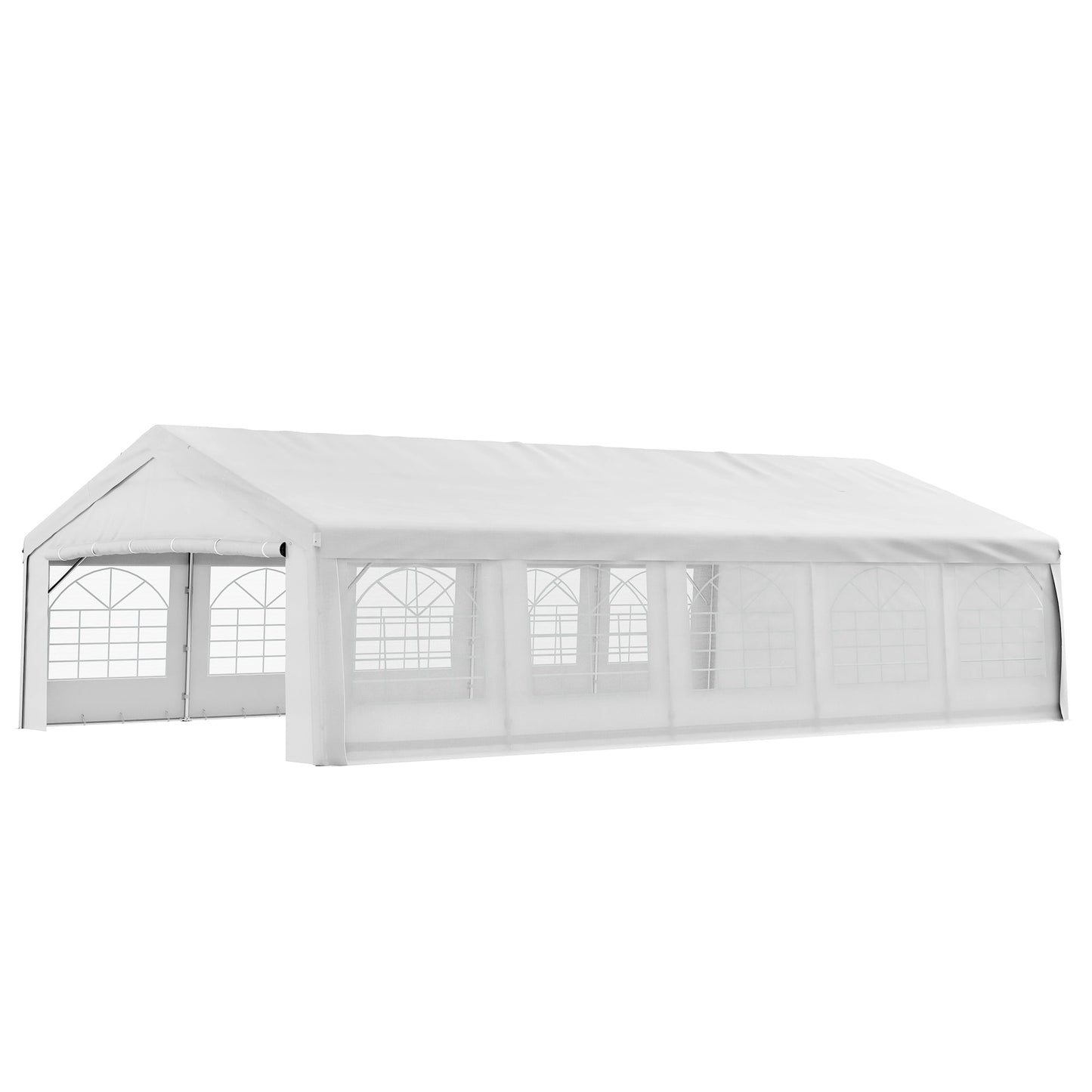 Outsunny 20' x 32' Heavy Duty Party Tent with Removable Sidewalls & Double Doors, White - 100110-047W