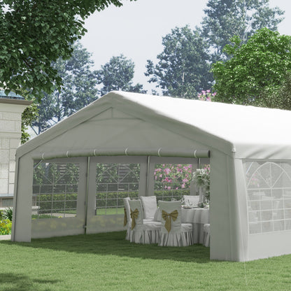 Outsunny 20' x 32' Heavy Duty Party Tent with Removable Sidewalls & Double Doors, White - 100110-047W