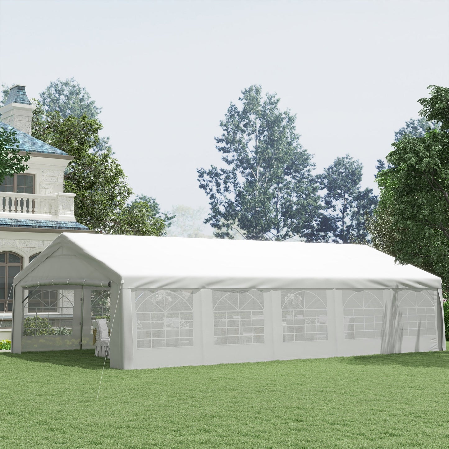 Outsunny 20' x 32' Heavy Duty Party Tent with Removable Sidewalls & Double Doors, White - 100110-047W