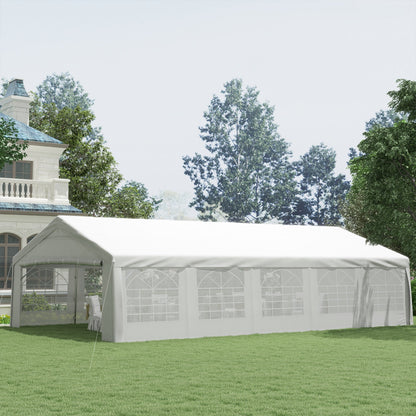 Outsunny 20' x 32' Heavy Duty Party Tent with Removable Sidewalls & Double Doors, White - 100110-047W