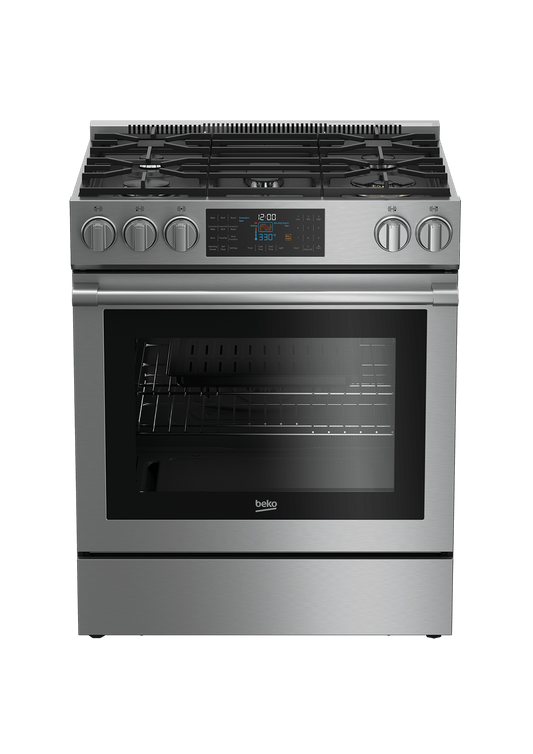 BEKO SLGR30530SS 30" Stainless Steel Slide-In Gas Range Stainless