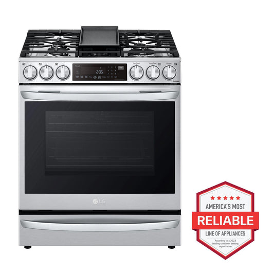LG LSGL6337F 6.3 cu. ft. Smart Gas Slide-in Range with InstaView® ProBake Convection®, Air Fry, and Air Sous Vide in Stainless Steel - LSGL6337F