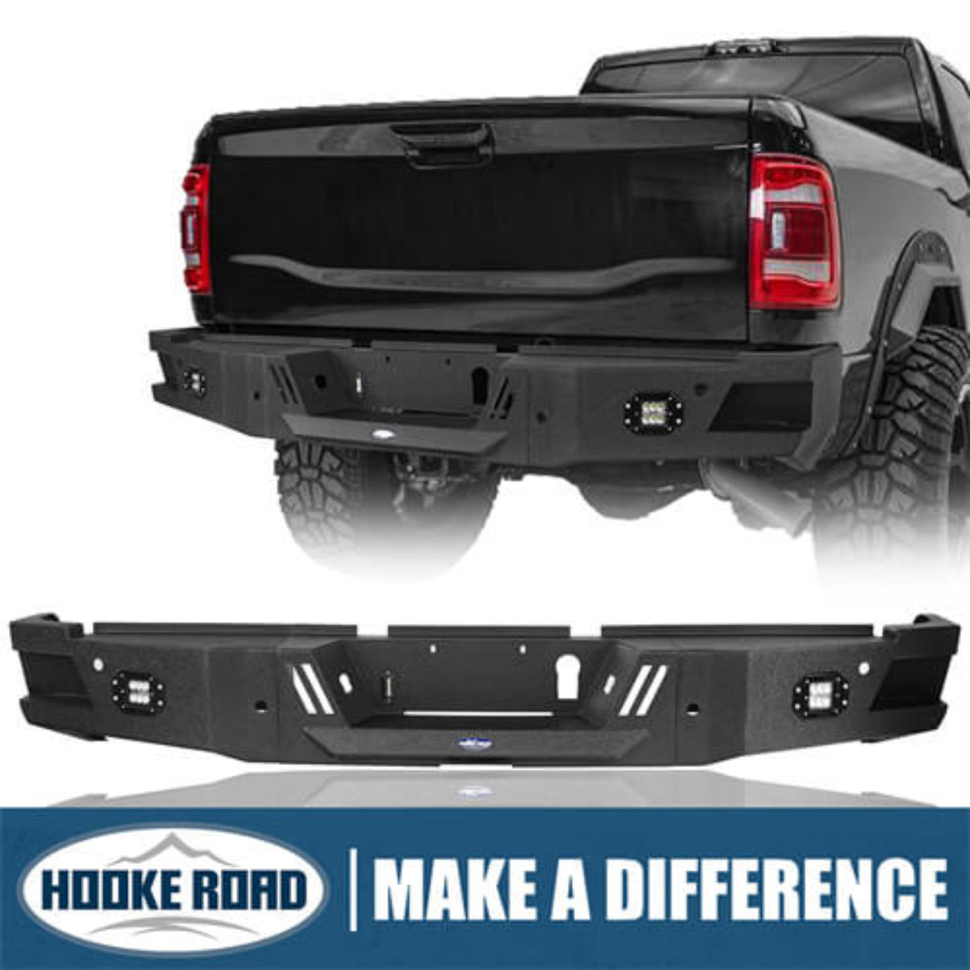 Hooke Road HR Rear Bumper w/ LED Floodlights(19-24 Ram 2500 3500) - HE.6304
