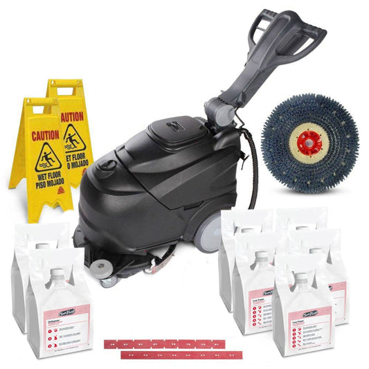 CleanFreak 18" Electric Automatic Floor Scrubber Package w/ Accessories - ASP-PACKAGE2