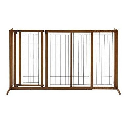 Deluxe Freestanding Dog Pen And Gate By Richell- Wood Finish- 94189