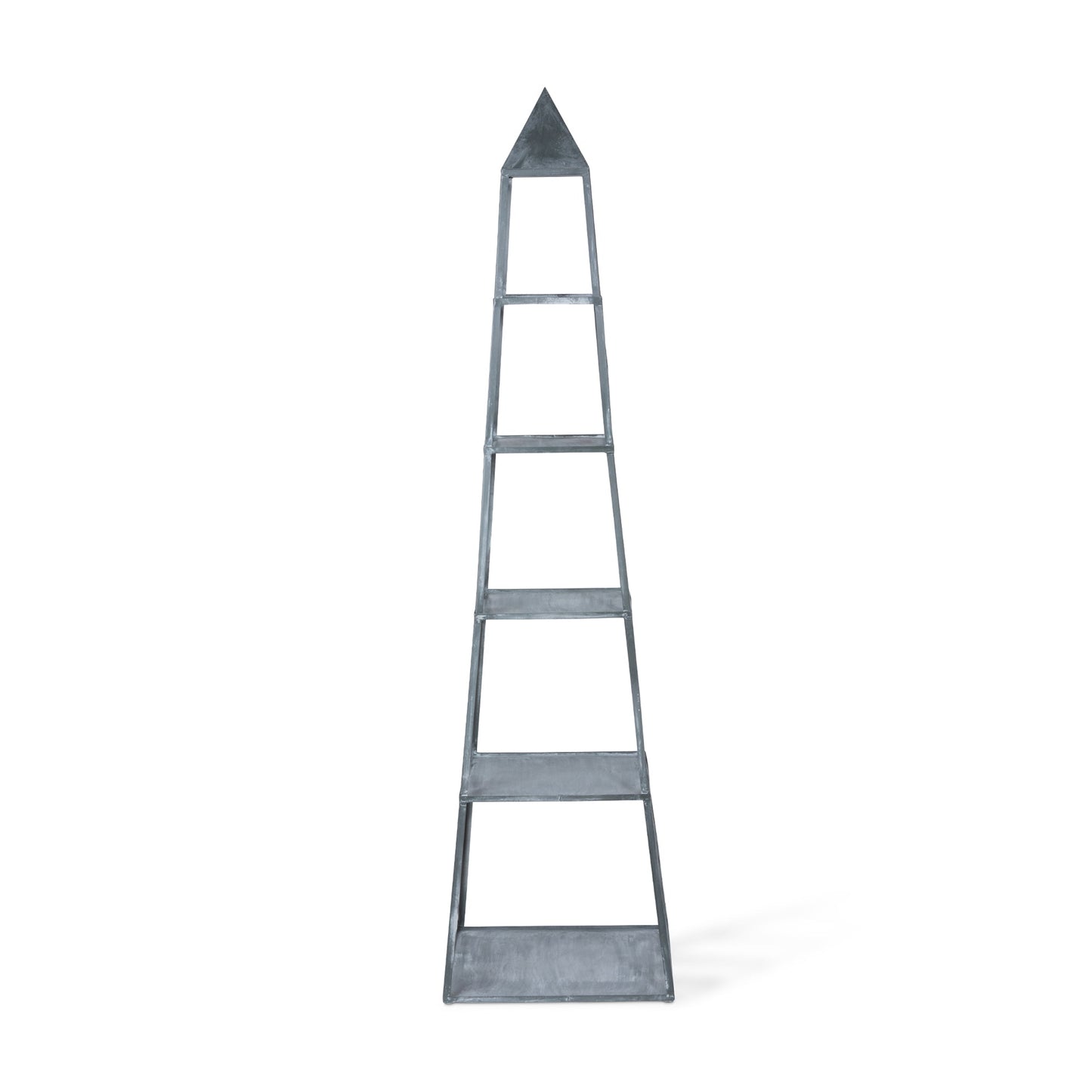 Park Hill Collection Stackable Galvanized Obelisk - Versatile Display Shelf with Five Tiers and Artisan Hand-Finished Design - EGG30252