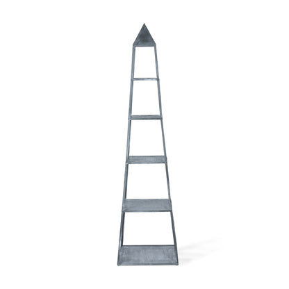 Park Hill Collection Stackable Galvanized Obelisk - Versatile Display Shelf with Five Tiers and Artisan Hand-Finished Design - EGG30252