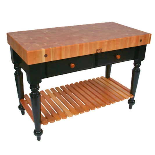 John Boos RN-LR05-SSL Rouge et Noir Le Rustica Boos Block Utility Table with Undershelf 24" x 48" - JBRNLR05SSL
