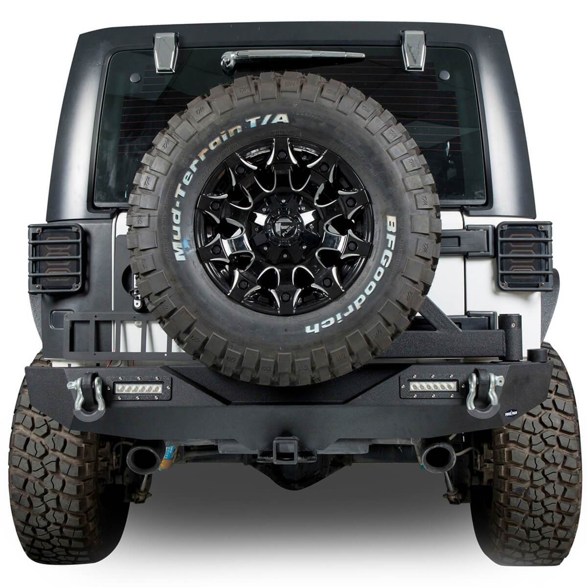Hooke Road Rock Crawler Stubby Front Bumper & Different Trail Rear Bumper w/Tire Carrier Combo(07-18 Jeep Wrangler JK JKU) - HE.2055+HE.2028A+HE.2028B