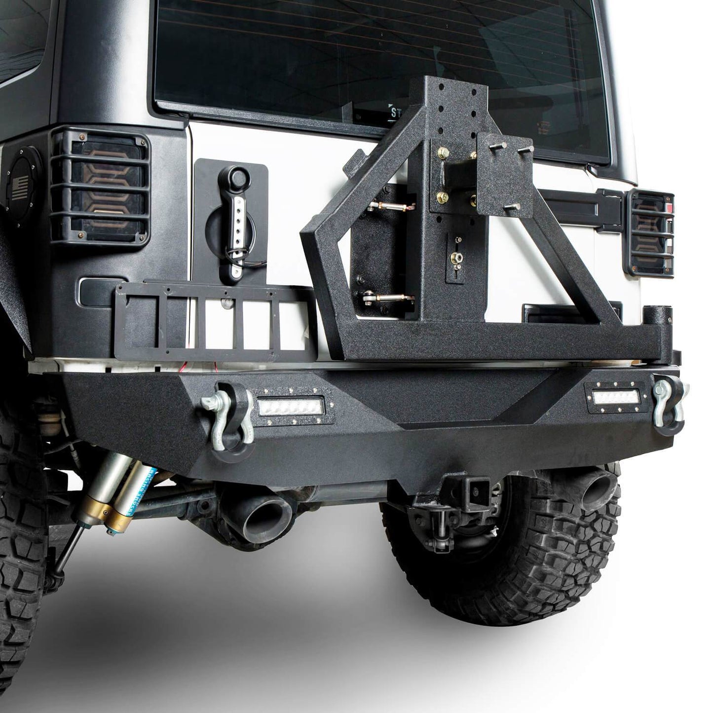 Hooke Road Rock Crawler Stubby Front Bumper & Different Trail Rear Bumper w/Tire Carrier Combo(07-18 Jeep Wrangler JK JKU) - HE.2055+HE.2028A+HE.2028B