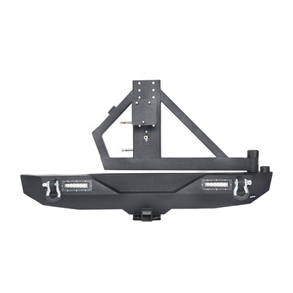 Hooke Road Rock Crawler Stubby Front Bumper & Different Trail Rear Bumper w/Tire Carrier Combo(07-18 Jeep Wrangler JK JKU) - HE.2055+HE.2028A+HE.2028B