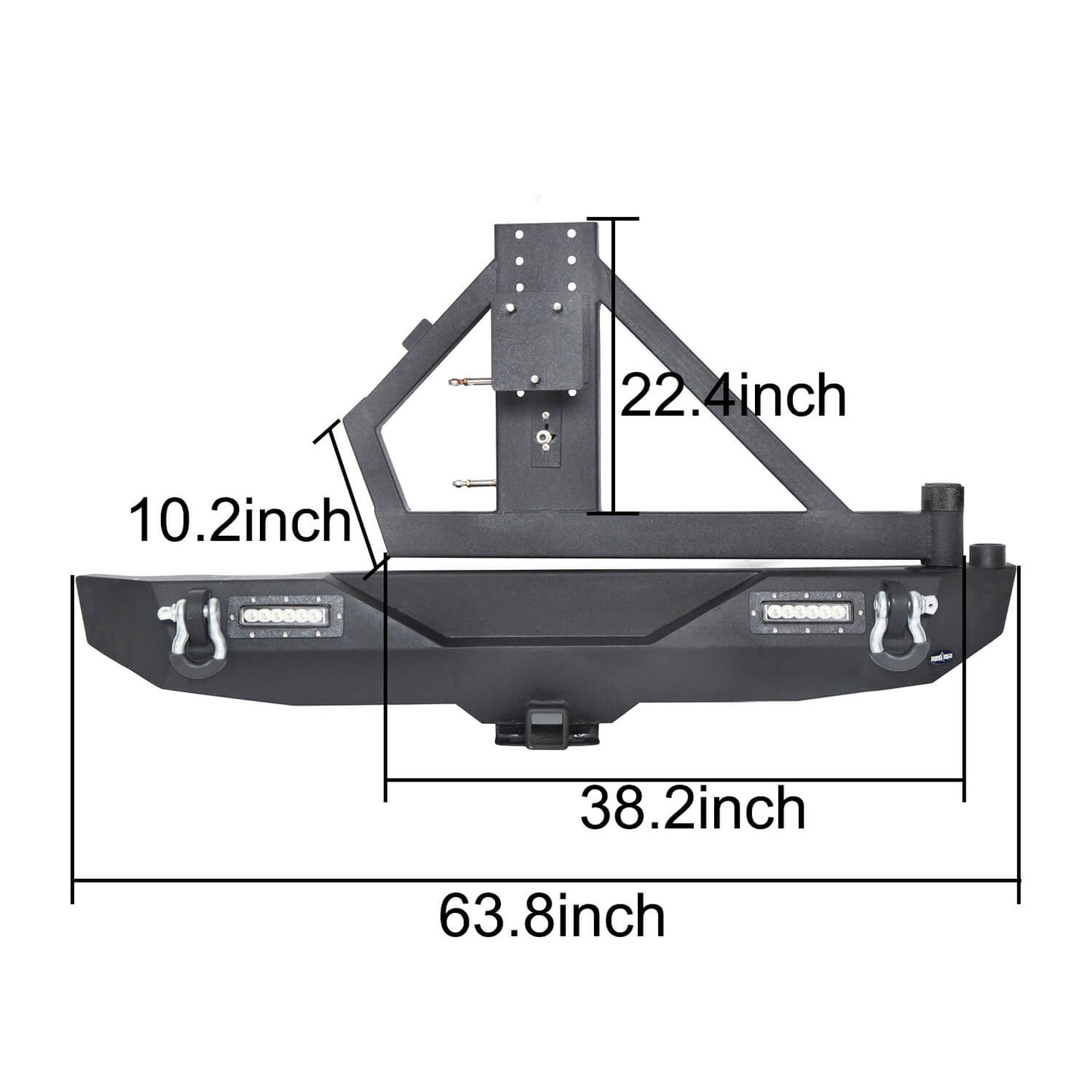 Hooke Road Rock Crawler Stubby Front Bumper & Different Trail Rear Bumper w/Tire Carrier Combo(07-18 Jeep Wrangler JK JKU) - HE.2055+HE.2028A+HE.2028B