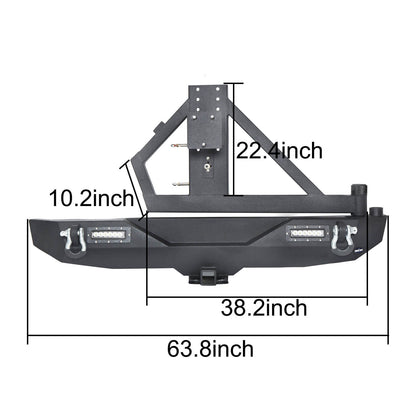 Hooke Road Rock Crawler Stubby Front Bumper & Different Trail Rear Bumper w/Tire Carrier Combo(07-18 Jeep Wrangler JK JKU) - HE.2055+HE.2028A+HE.2028B