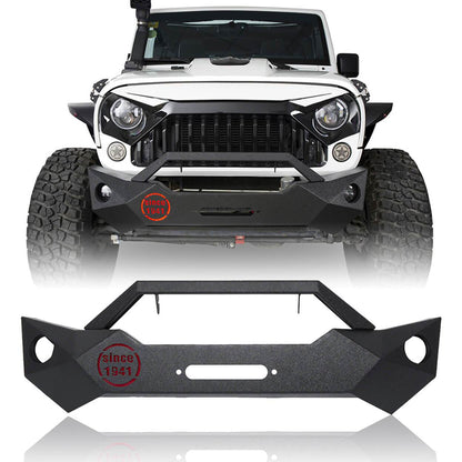 Hooke Road Rock Crawler Stubby Front Bumper & Different Trail Rear Bumper w/Tire Carrier Combo(07-18 Jeep Wrangler JK JKU) - HE.2055+HE.2028A+HE.2028B