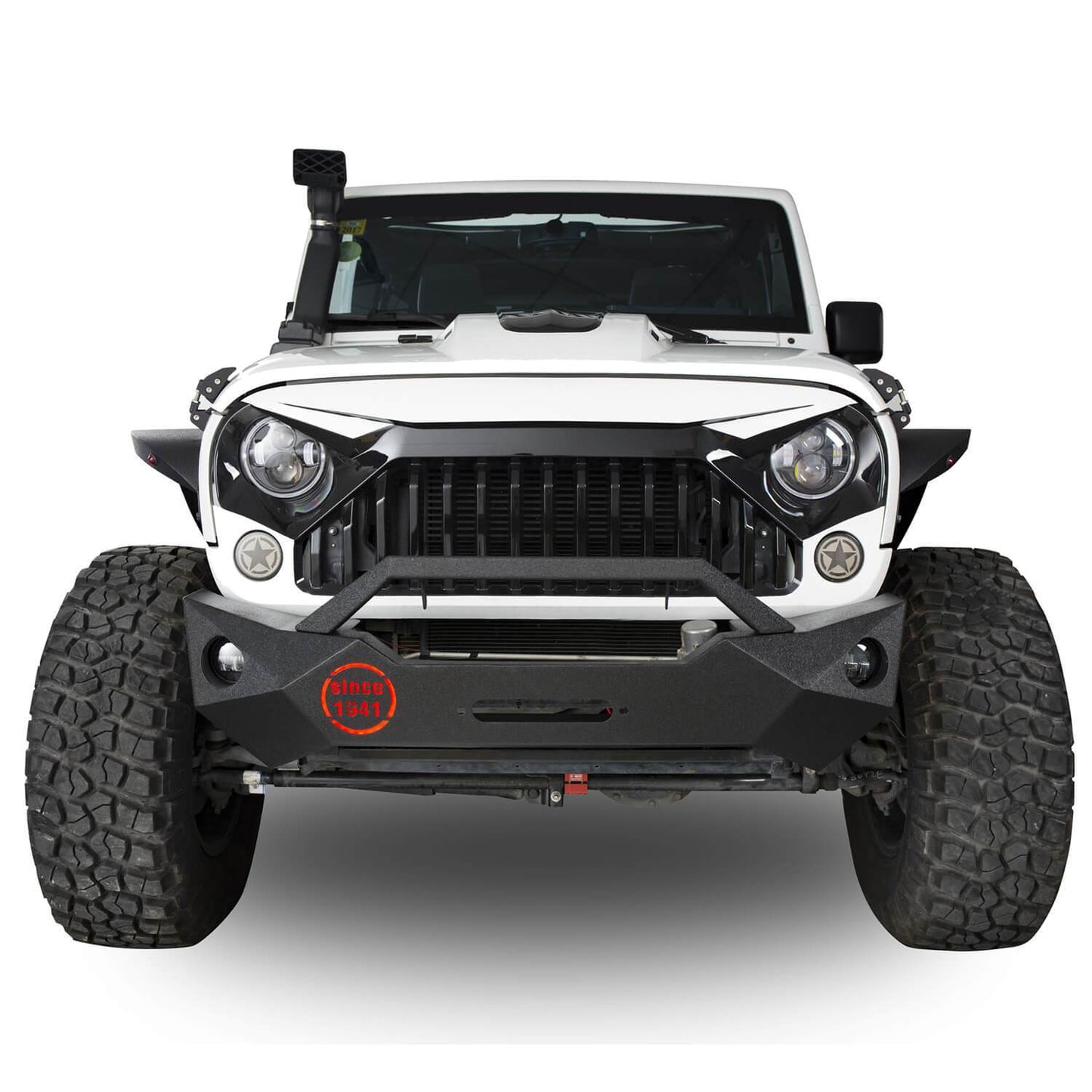 Hooke Road Rock Crawler Stubby Front Bumper & Different Trail Rear Bumper w/Tire Carrier Combo(07-18 Jeep Wrangler JK JKU) - HE.2055+HE.2028A+HE.2028B