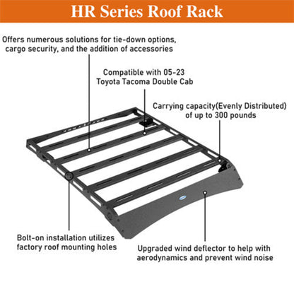 Roof Rack Top Carrier for 2005-2023 Toyota Tacoma Double Cab - Hooke Road - HE.4224-S