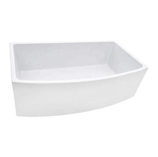 Ruvati 33 inch Fireclay White Farmhouse Kitchen Sink Curved Apron-Front Single Bowl - RVL2398WH