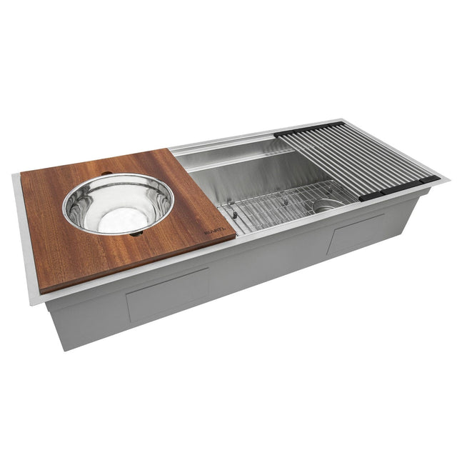 Ruvati Dual Tier 45-inch Workstation Two-Tiered Ledge Kitchen Sink Undermount 16 Gauge Stainless Steel - RVH8333