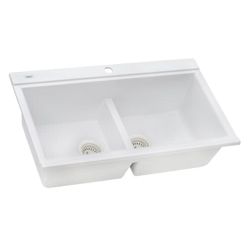 Ruvati epiGranite 34" epiGranite Topmount Workstation Ledge Granite Composite Kitchen Sink – Arctic White - RVG1350WH