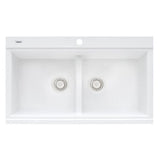 Ruvati epiGranite 34" epiGranite Topmount Workstation Ledge Granite Composite Kitchen Sink – Arctic White - RVG1350WH