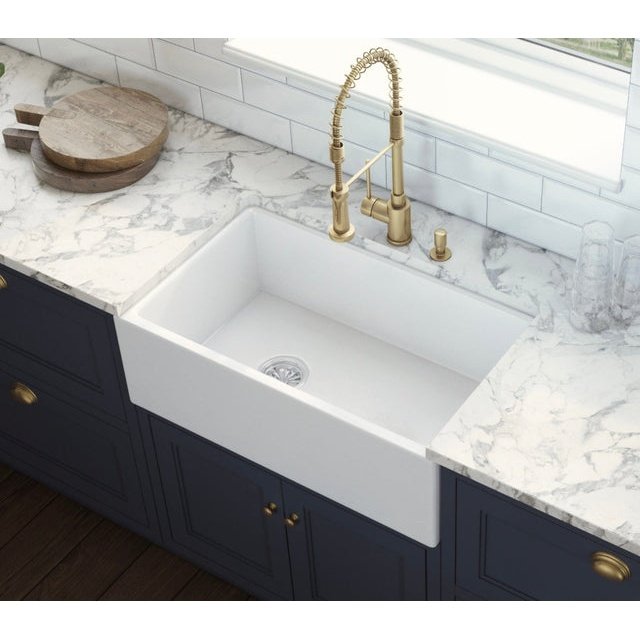 Ruvati Fiamma 30 x 20 inch Fireclay Reversible Farmhouse Apron-Front Kitchen Sink Single Bowl – White - RVL2100WH