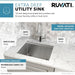 Ruvati Savona 23 x 19 x 13 Deep Laundry Utility Workstation Sink Undermount 16 Gauge - RVU6320