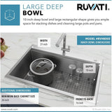 Ruvati Siena 33 x 22 inch Workstation Ledge Drop-in Tight Radius 16 Gauge Stainless Steel Kitchen Sink Single Bowl - RVH8003