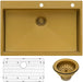 Ruvati Terraza 33 x 22 inch Satin Brass Matte Gold Stainless Steel Drop-in Topmount Kitchen Sink Single Bowl - RVH5005GG