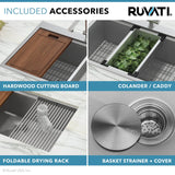 Ruvati Verona 33" Apron Front Workstation Farmhouse Kitchen Sink 16 Gauge Stainless Steel Single Bowl - RVH9200