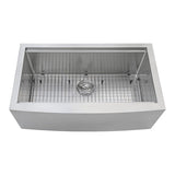 Ruvati Verona 33" Apron Front Workstation Farmhouse Kitchen Sink 16 Gauge Stainless Steel Single Bowl - RVH9200