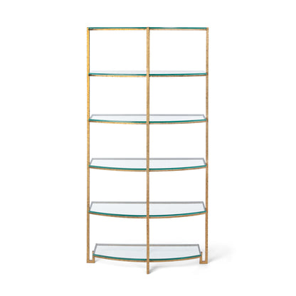 Park Hill Collection Naomi Iron and Glass Etagere - Elegant Antique Gold Display Shelf for Living Room & Dining Room Decor - EFC26035