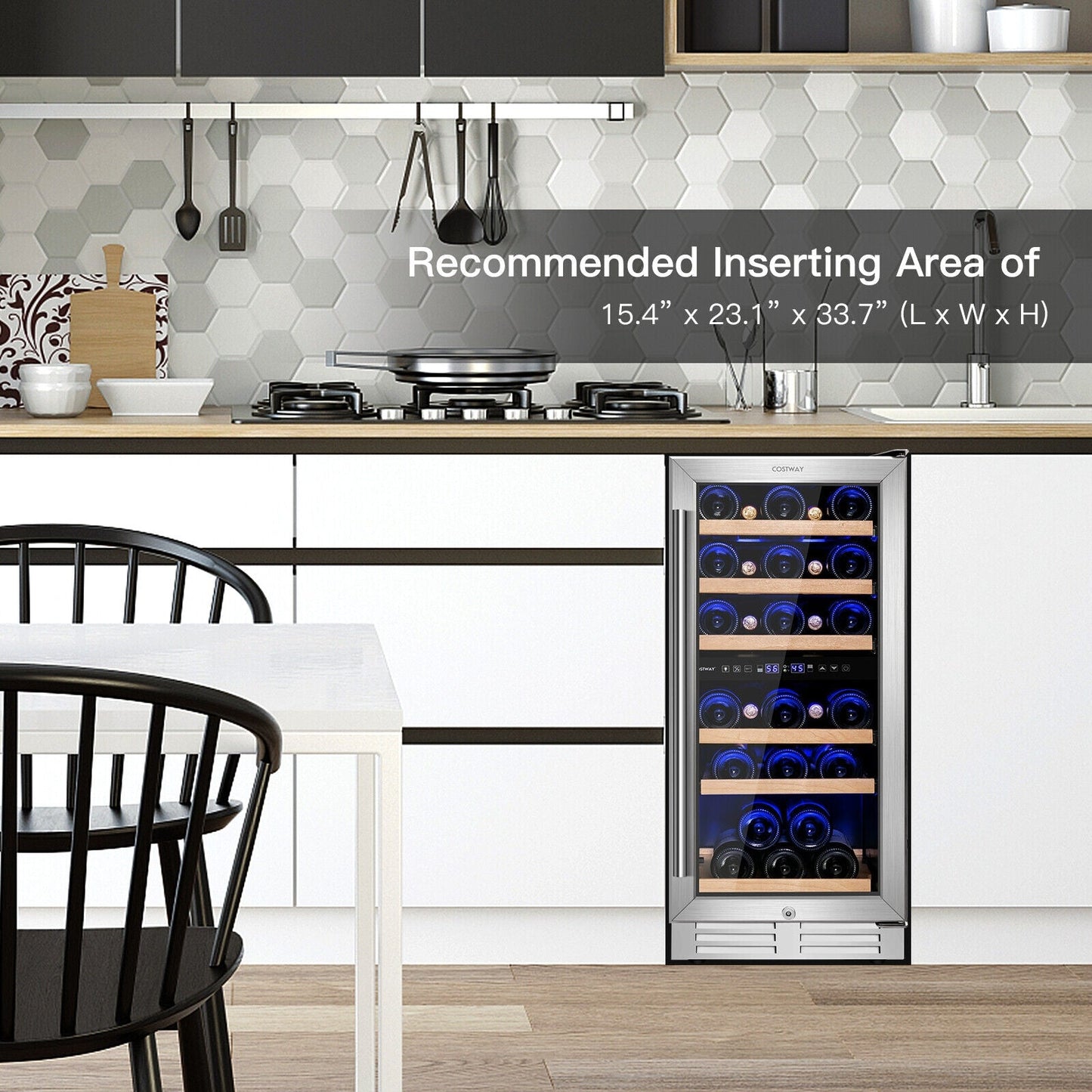 Costway Wine Cooler with Temperature Memory Dual Zone 30-Bottle Capacity New - FP10125US-SL