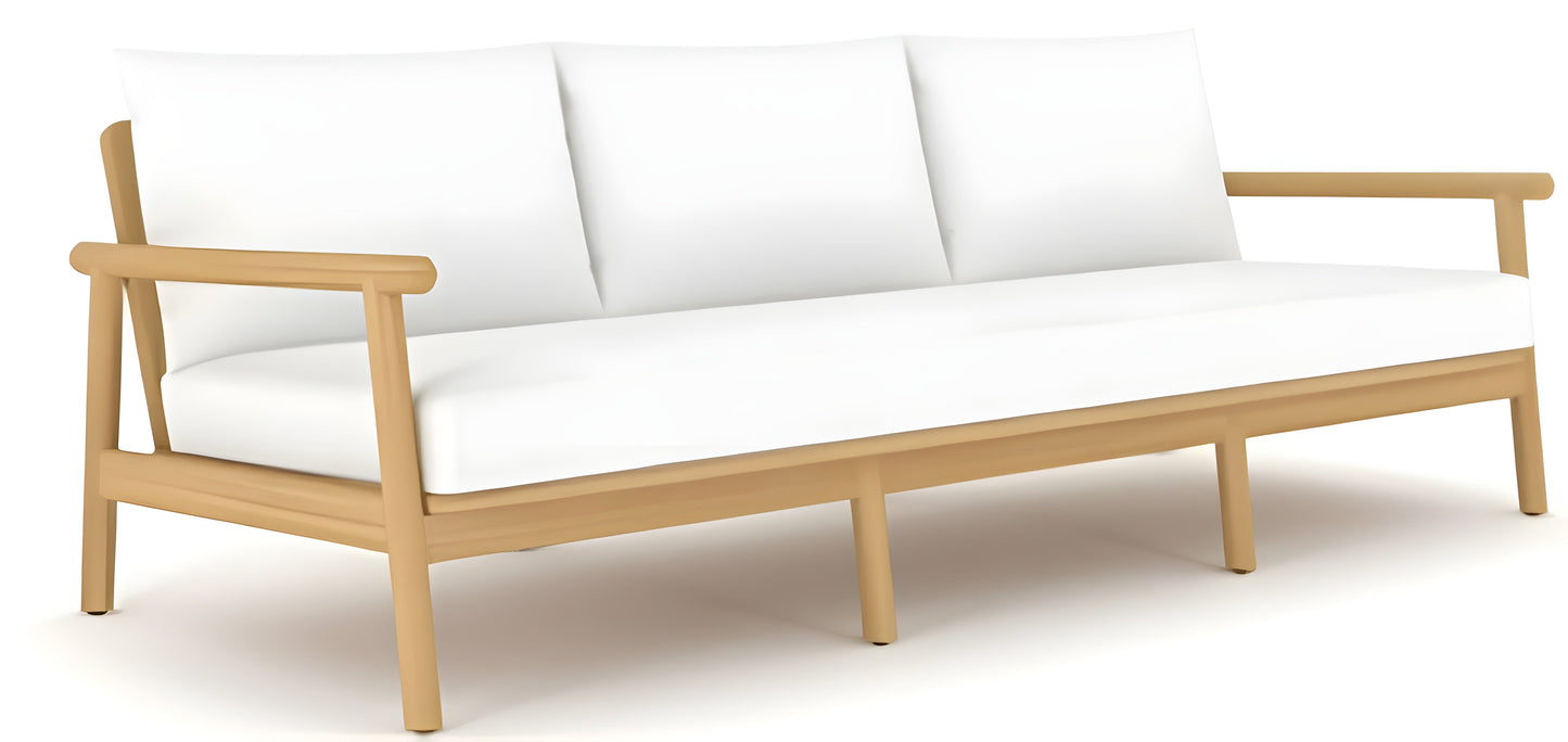 Royal Teak Collection Seville Sofa / 3-Seater Sofa with White Cushions - SEV3S-W
