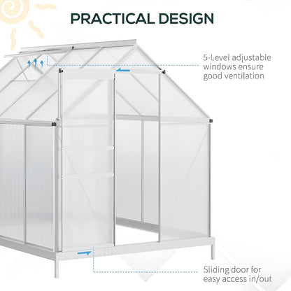 Outsunny 8' x 6' Aluminum Outdoor Greenhouse, Polycarbonate Walk-in Garden Greenhouse - 845-540V01SR