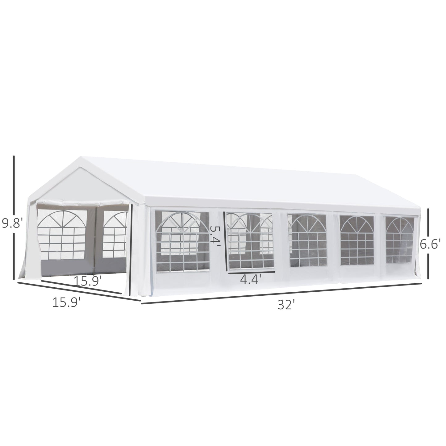 Outsunny 32' x 16' Heavy Duty Party/Wedding Tent with Removable Sidewalls, White - 100110-046W