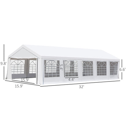 Outsunny 32' x 16' Heavy Duty Party/Wedding Tent with Removable Sidewalls, White - 100110-046W