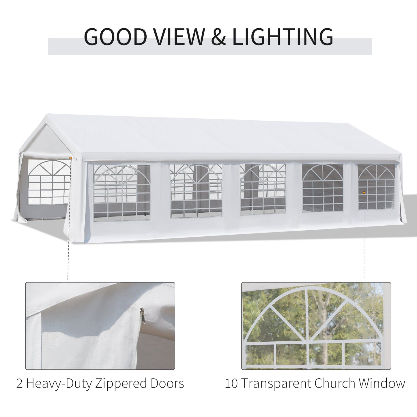 Outsunny 32' x 16' Heavy Duty Party/Wedding Tent with Removable Sidewalls, White - 100110-046W