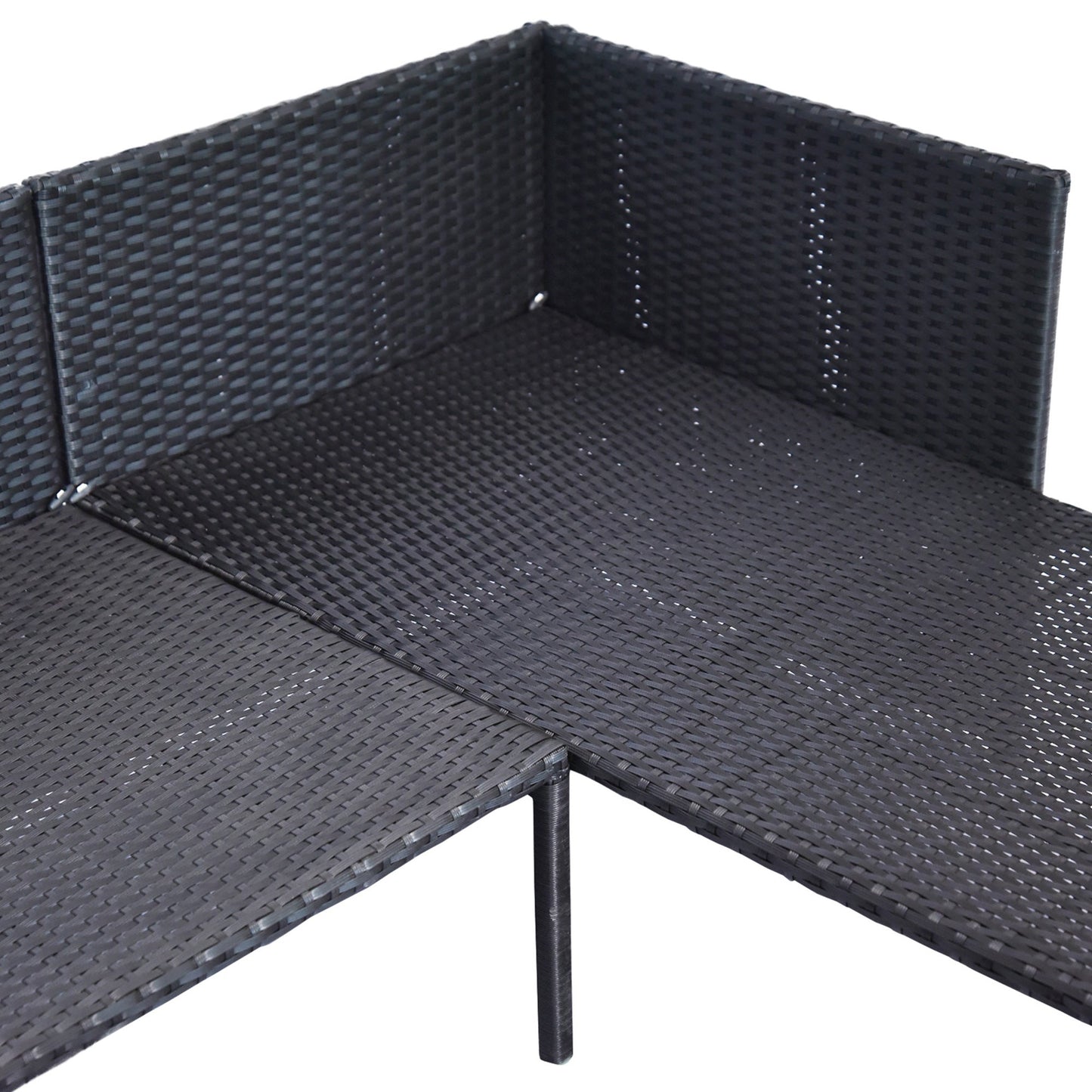 Outsunny 3 Piece Outdoor L-Shaped Rattan Patio Furniture Set with Sofa, Table and Cushions, Blue - 841-121BU