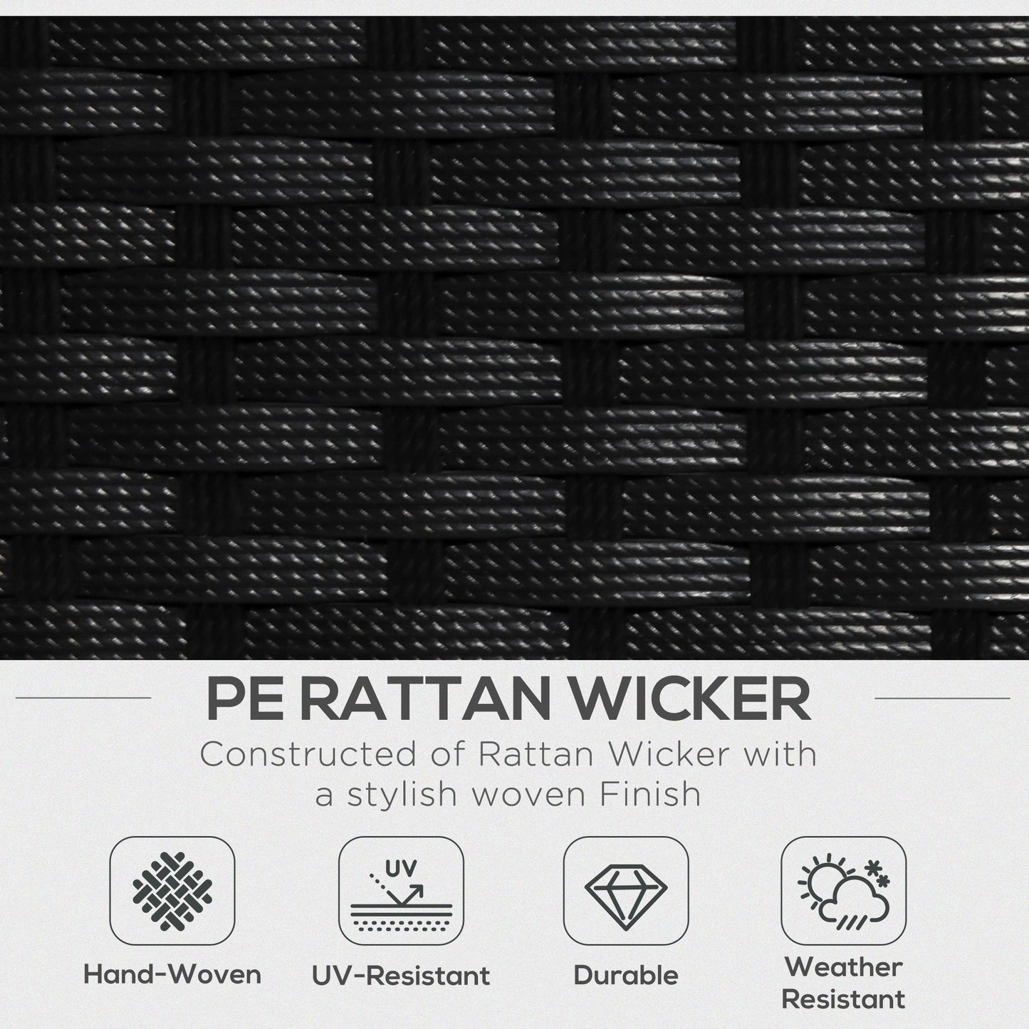 Outsunny 3 Piece Outdoor L-Shaped Rattan Patio Furniture Set with Sofa, Table and Cushions, Blue - 841-121BU