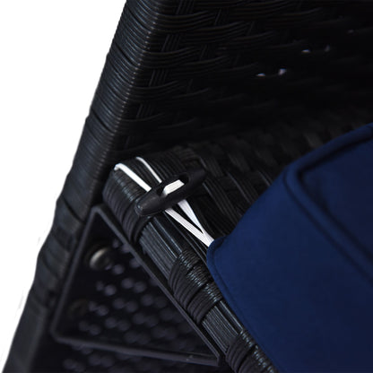 Outsunny 3 Piece Outdoor L-Shaped Rattan Patio Furniture Set with Sofa, Table and Cushions, Blue - 841-121BU