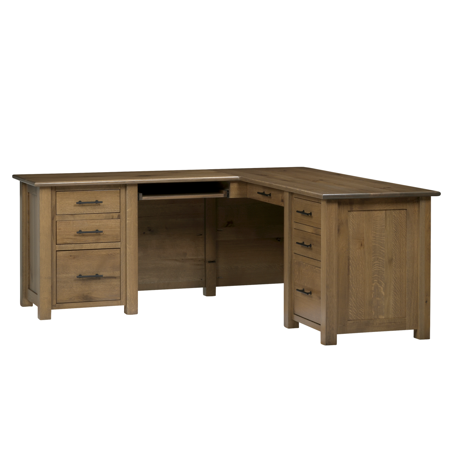 QW Amish Settlers L Shape Desk w/ Optional Hutch - 857W-SET-703-LD