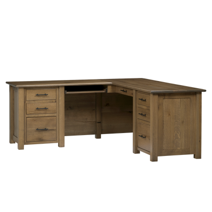QW Amish Settlers L Shape Desk w/ Optional Hutch - 857W-SET-703-LD