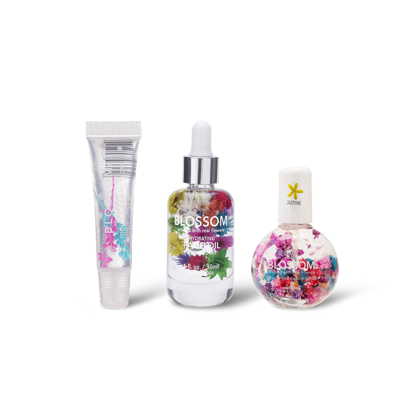 Blossom Making a Splash - Moisturizing Lip Gloss Tube, Hydrating Face Oil, and One Ounce Cuticle Oil - BL-BUNDLEMIX4
