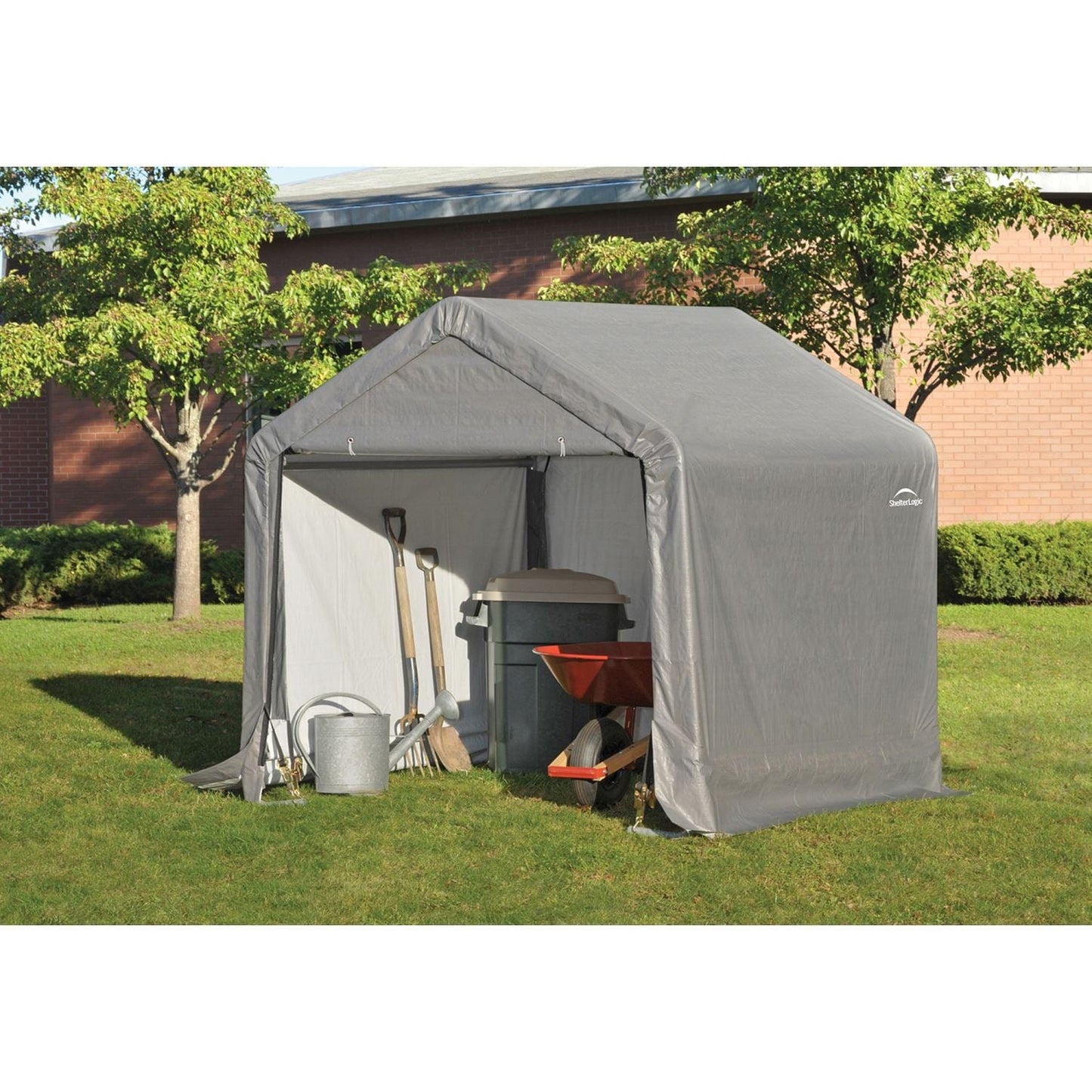 ShelterLogic | 6'x6'x6' Peak Style Storage Shed, 1-3/8" Frame, Grey Cover - 70401