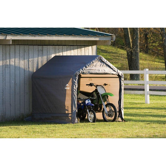 ShelterLogic | 6'x6'x6' Peak Style Storage Shed, 1-3/8" Frame, Grey Cover - 70401